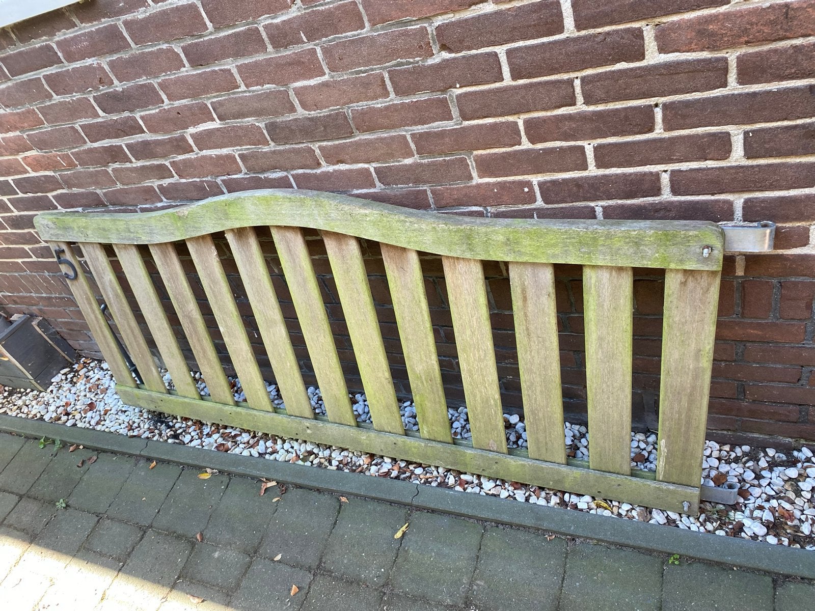 Hardhouten tuinhek/poort met twee palen, Tuin en Terras, Ophalen, Met poort, Gebruikt, Tuinhek