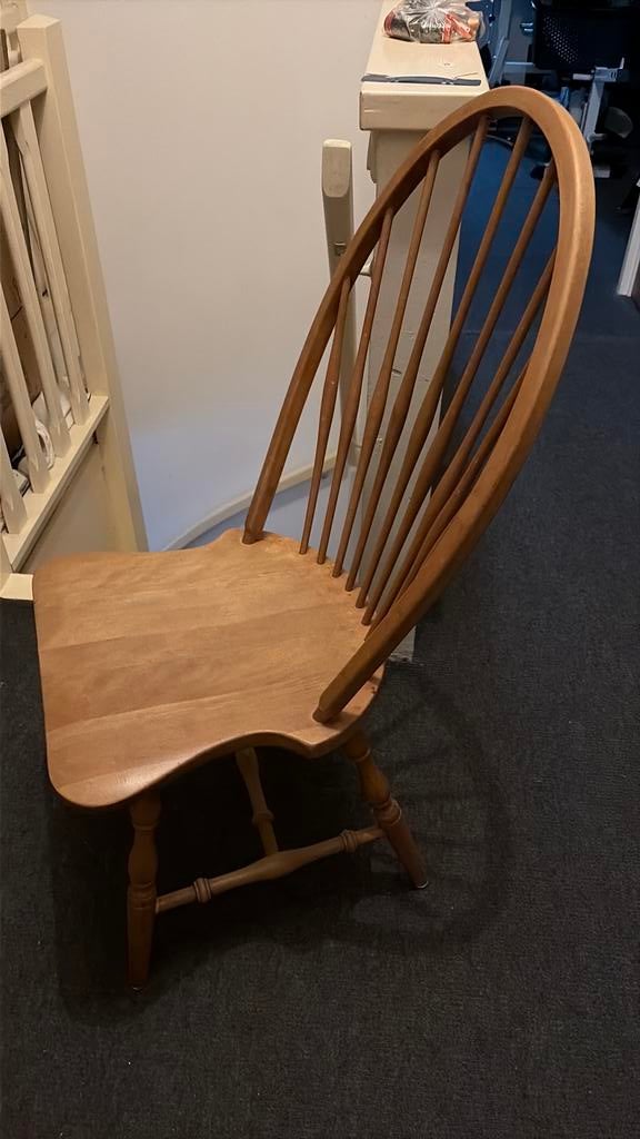 Grenen stoel met spijlen, Huis en Inrichting, Stoelen, Ophalen, Gebruikt, Eén, Hout