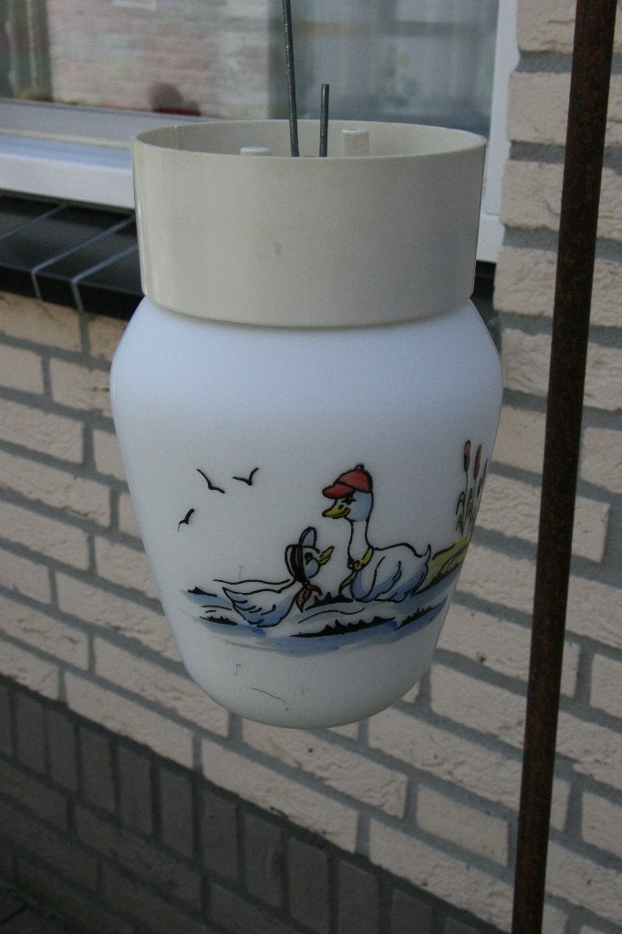 mooie plafondlamp met mooie opdruk, Huis en Inrichting, Gebruikt, Vintage, Meerkleurig, Plafondlamp