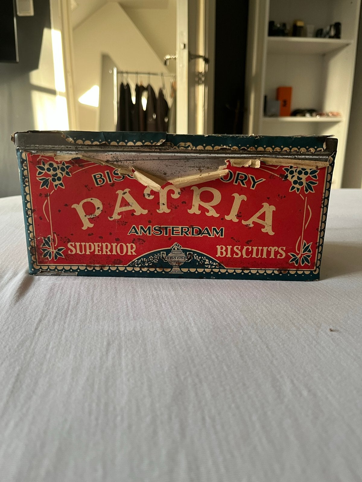 Antieke Patria Biscuit Blik Amsterdam, Ophalen of Verzenden