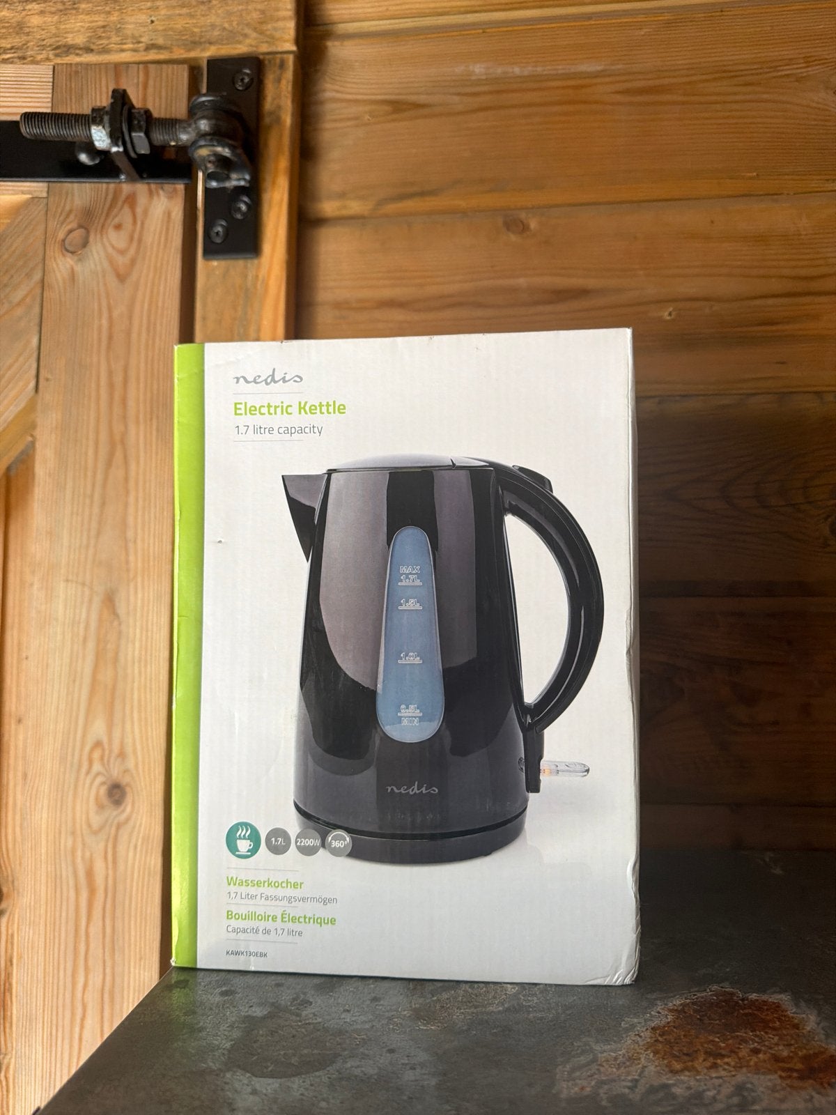 Gloednieuwe Nedis Waterkoker 1.7L - Zwart, Witgoed en Apparatuur, 1 tot 2 liter, Ophalen, Nieuw