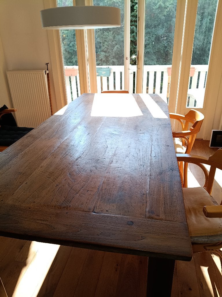Teakhouten vintage eettafel, Ophalen, Gebruikt, Teakhout, 200 cm of meer