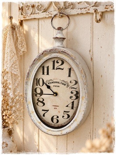 Brocante klok oude look aan ring! 28/38 x 20 x 6,5  metaal, Antiek en Kunst, Ophalen of Verzenden