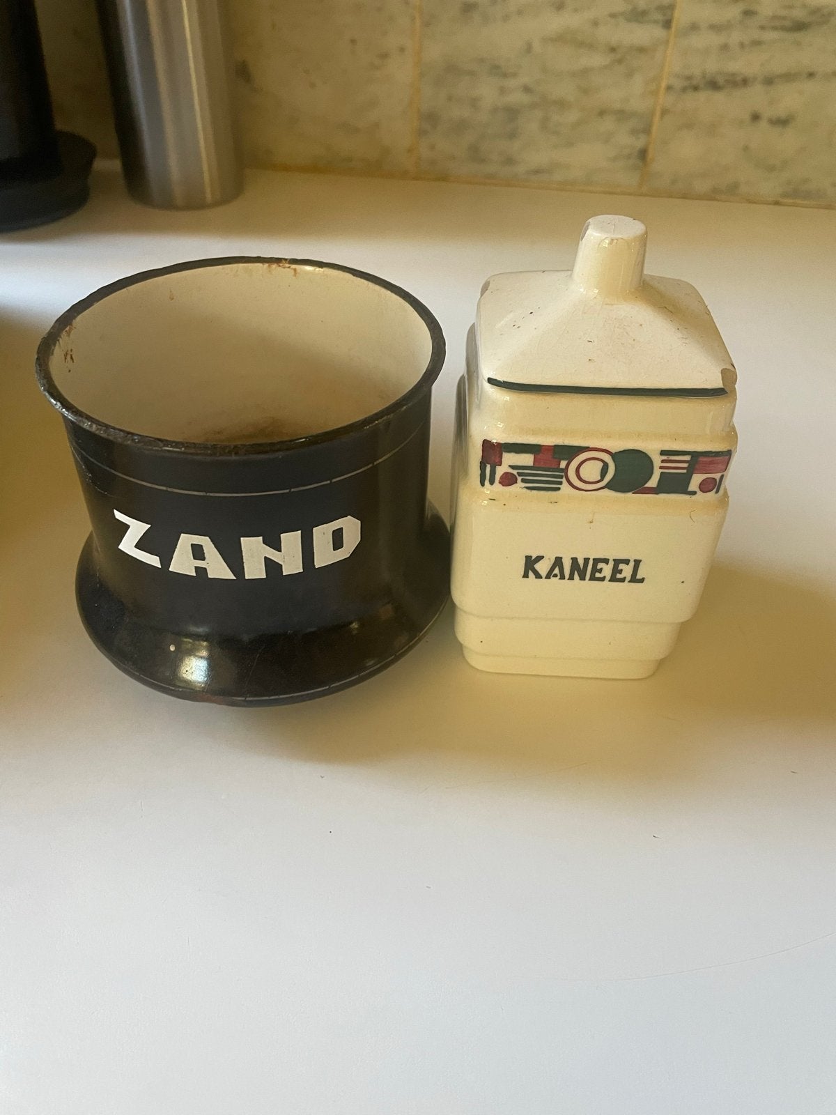 Vintage Zand en Kaneel potjes, Ophalen of Verzenden
