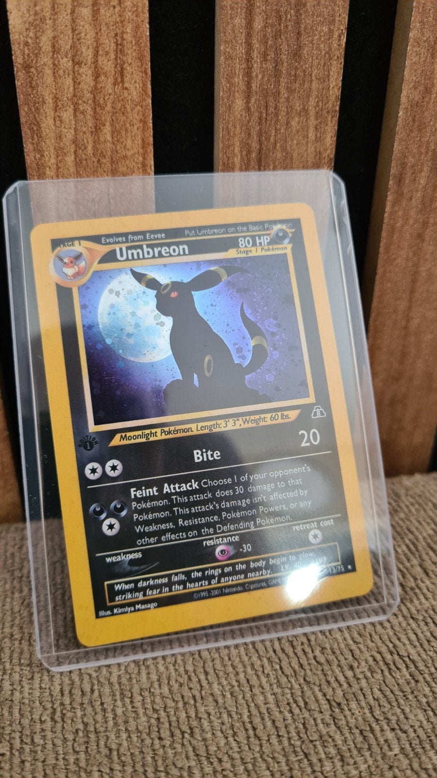 Umbreon Holo 13/75 Neo Discovery Pokémon Kaart Proxy, Ophalen of Verzenden, Nieuw, Losse kaart, Foil