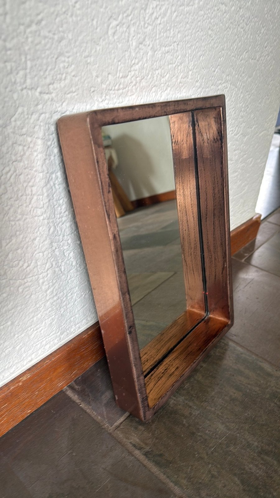 Rood koper spiegeltje . Zeer mooi Loods 5, Minder dan 50 cm, Rond, Ophalen of Verzenden, Zo goed als nieuw