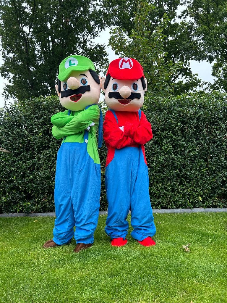 Te Huur: Mario en Luigi-Kostuum, Verjaardag, Carnaval, Mario, Ophalen of Verzenden, Zo goed als nieuw, Verjaardag