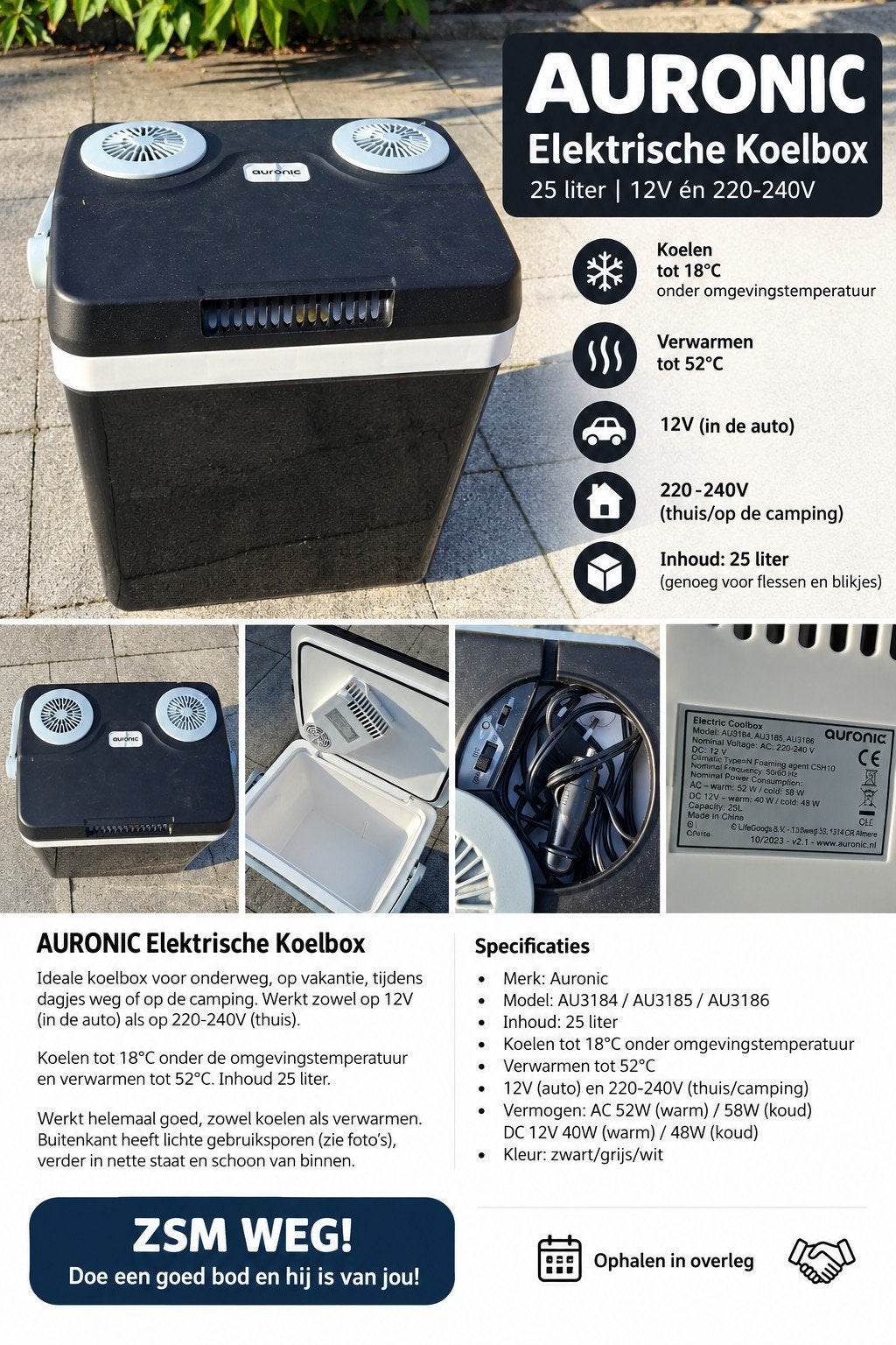 Auronics Elektrische Koelbox 25L - Koelen & Verwarmen, Ophalen, Gebruikt, Koelbox, Elektrisch