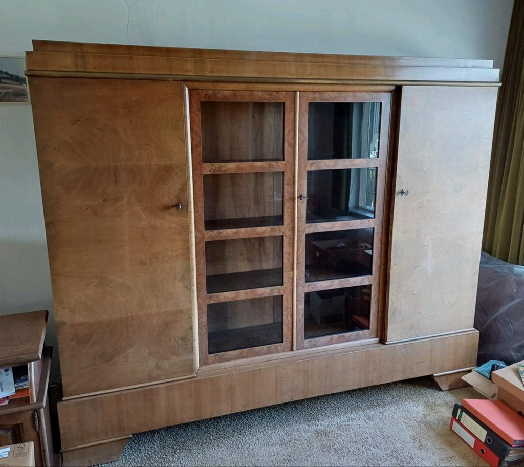 Vintage Art Deco vitrinekast/boekenkast/buffetkast, Huis en Inrichting, Kasten | Vitrinekasten, Ophalen, Gebruikt, 25 tot 50 cm
