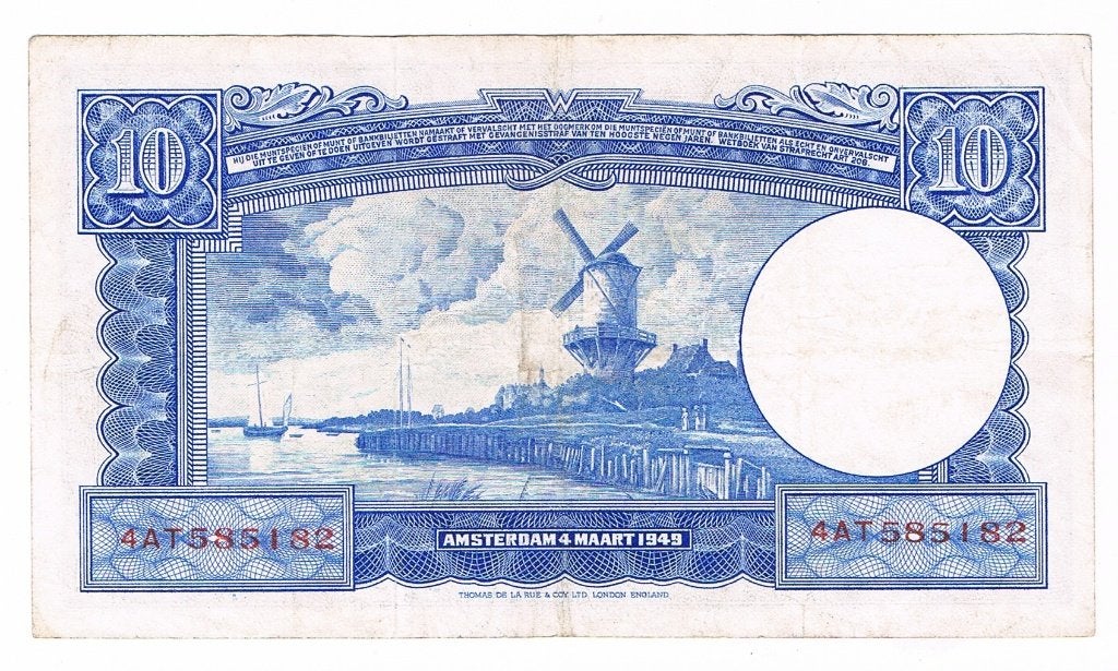 10 gulden 4 maart 1949 Willem I molen, Verzenden, 10 gulden, Los biljet