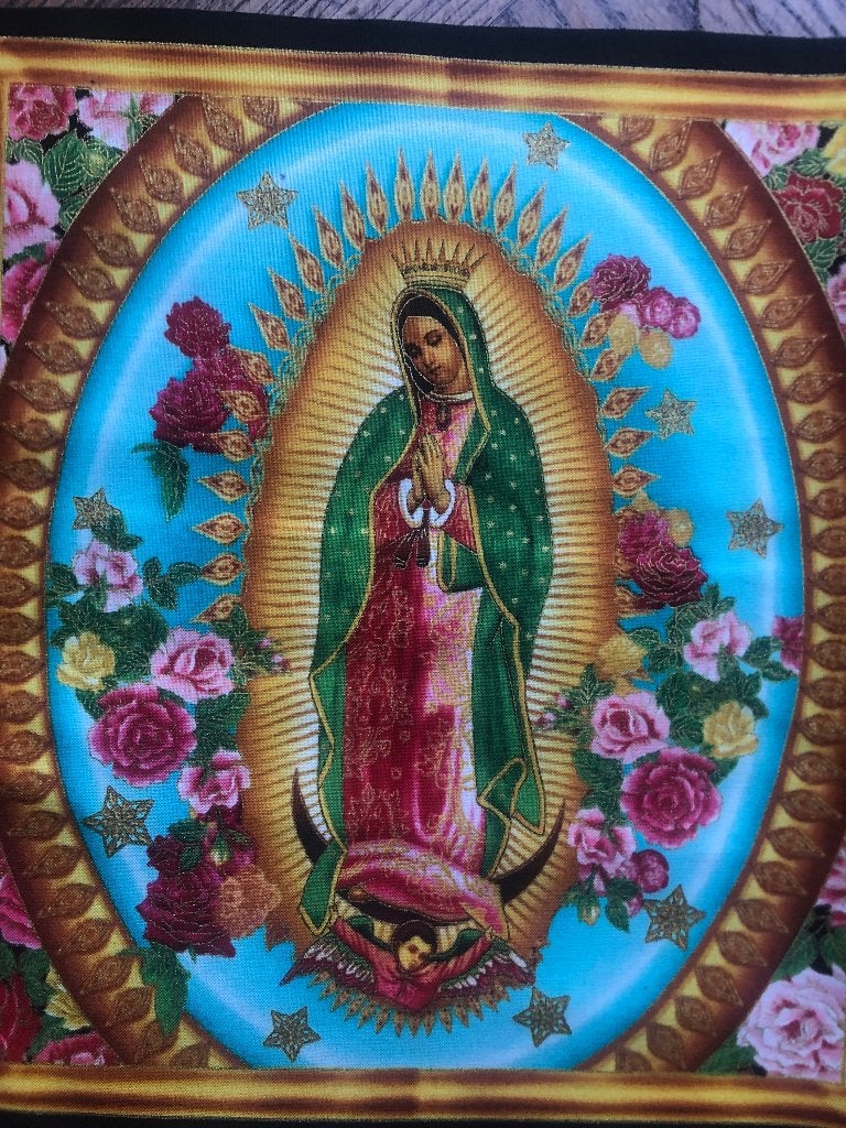 Heilige Maagd Maria Madonna Guadalupe groen met goudaccenten, Overige kleuren, Nieuw, Ophalen of Verzenden, Katoen