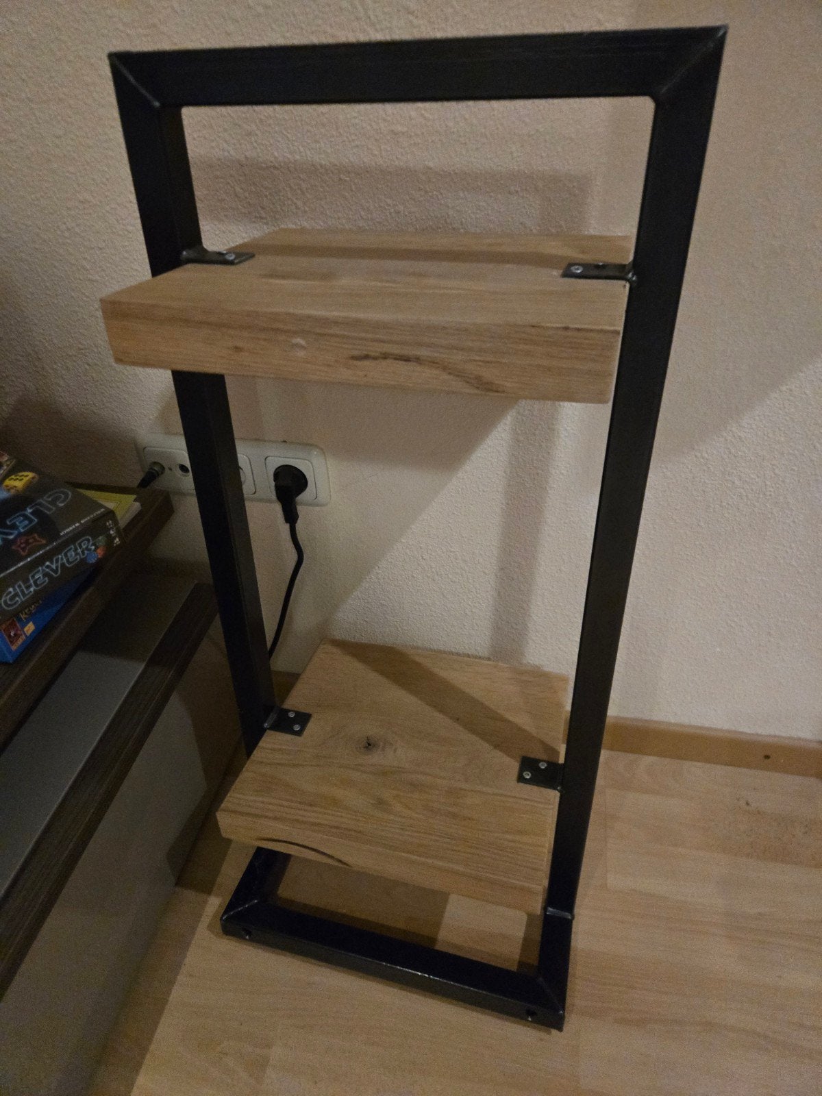 Industriële wandplanken met zwart metalen frame en hout, Ophalen, Nieuw
