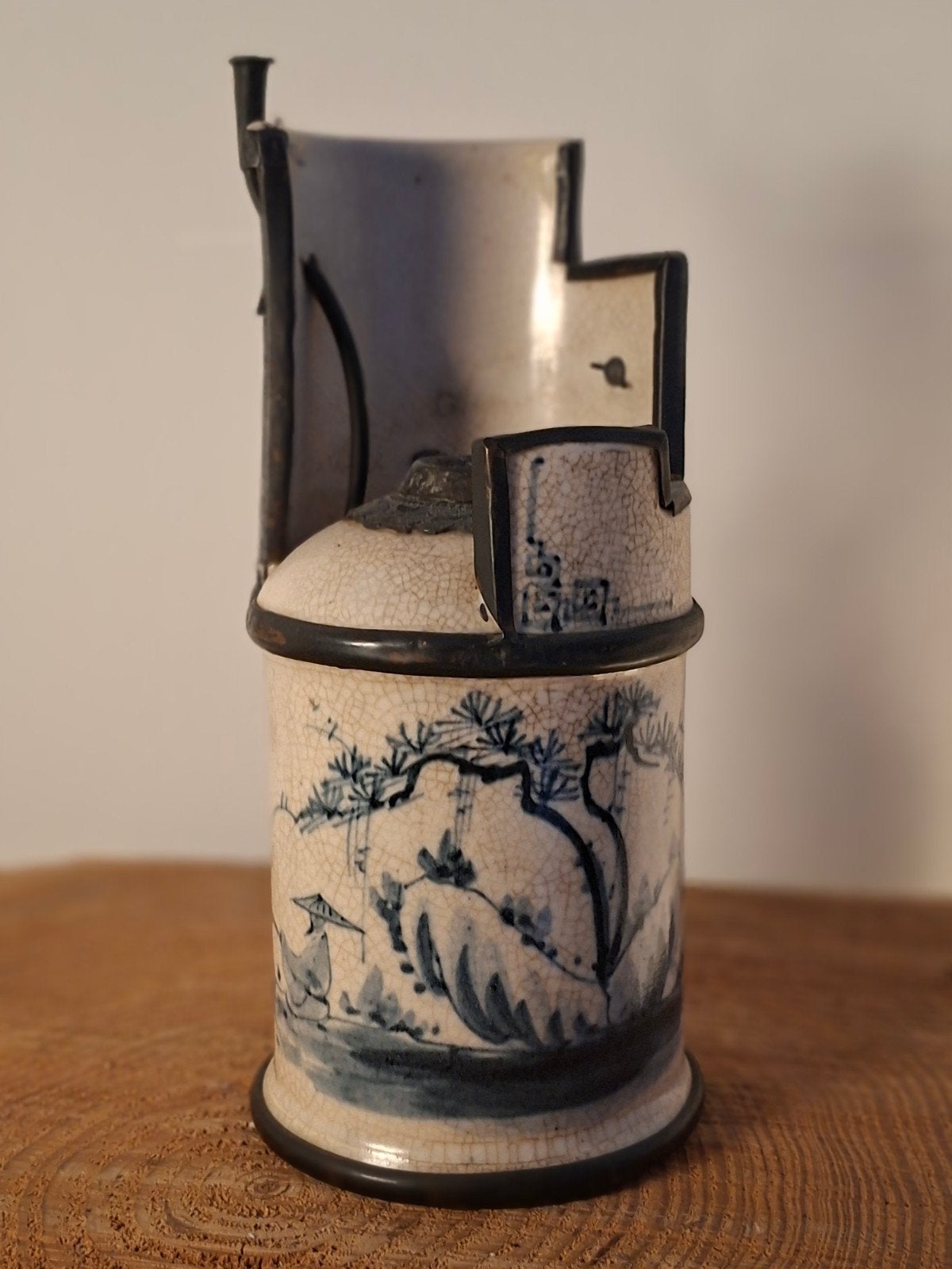 Antieke blauw-wit porseleinen Opiumpijp, Ophalen of Verzenden