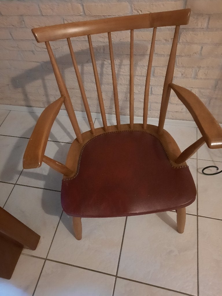 spijltjesstoel, Huis en Inrichting, Stoelen, Ophalen, Gebruikt, Overige kleuren, Leer