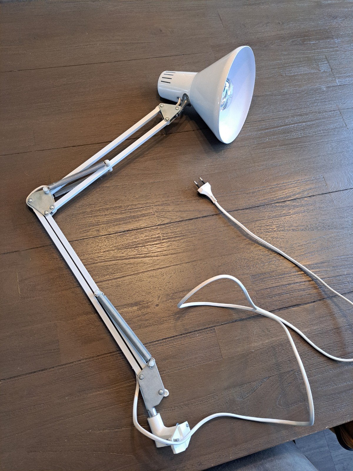 Fraaie witte vintage architectenlamp | tafellamp, Bureaulamp, Gebruikt, Met stekker, Wit
