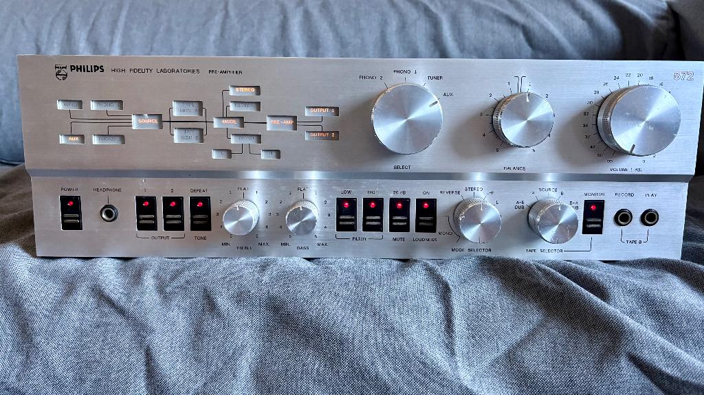 Philips lab series voorversterker 22ah572, Gebruikt, 120 watt of meer, Stereo, Ophalen