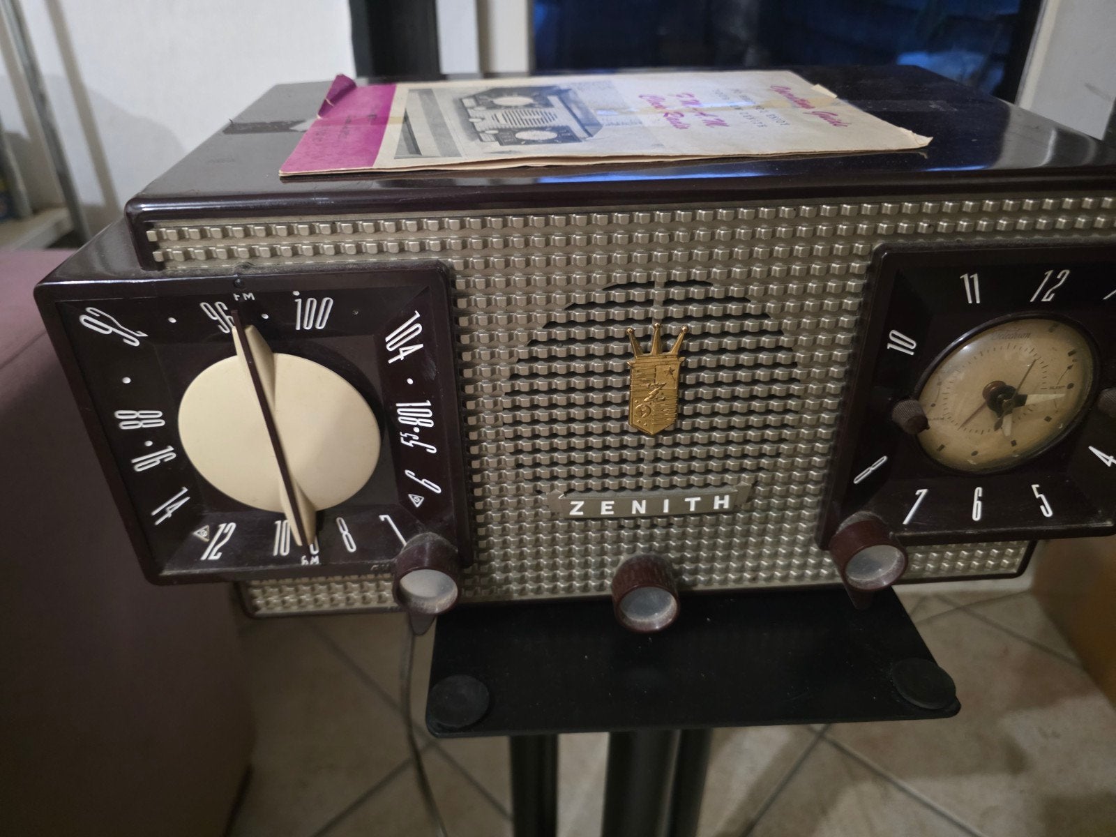 Vintage Zenith Radio met Klok - Uniek Design, Ophalen of Verzenden