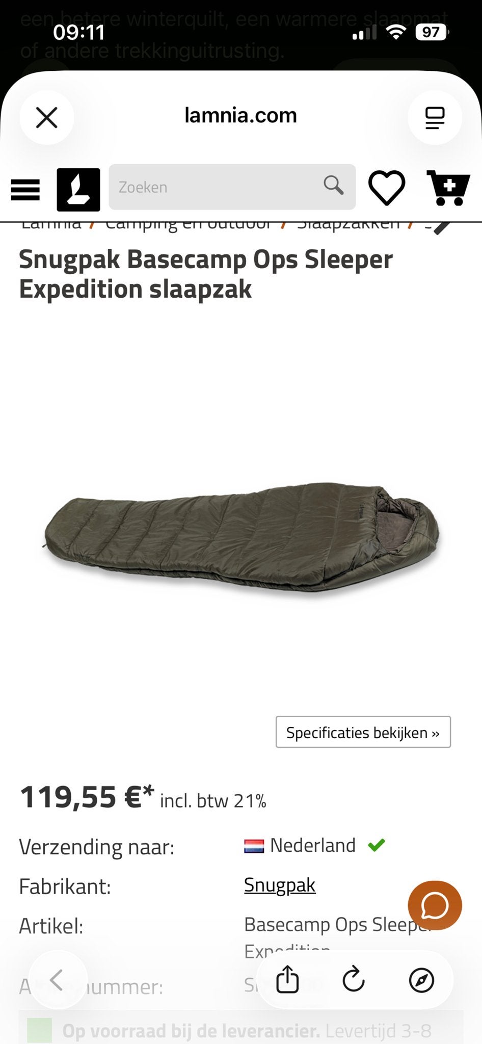 Snugpak Basecamp Ops Sleeper Expedition Slaapzak, Ophalen of Verzenden, Nieuw
