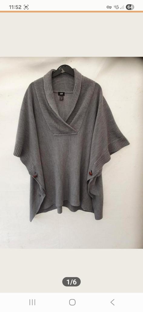 Mooi grijs vest/trui/poncho van H&M, Kleding | Dames, H&M, Maat 42/44 (L), Ophalen of Verzenden, Zo goed als nieuw
