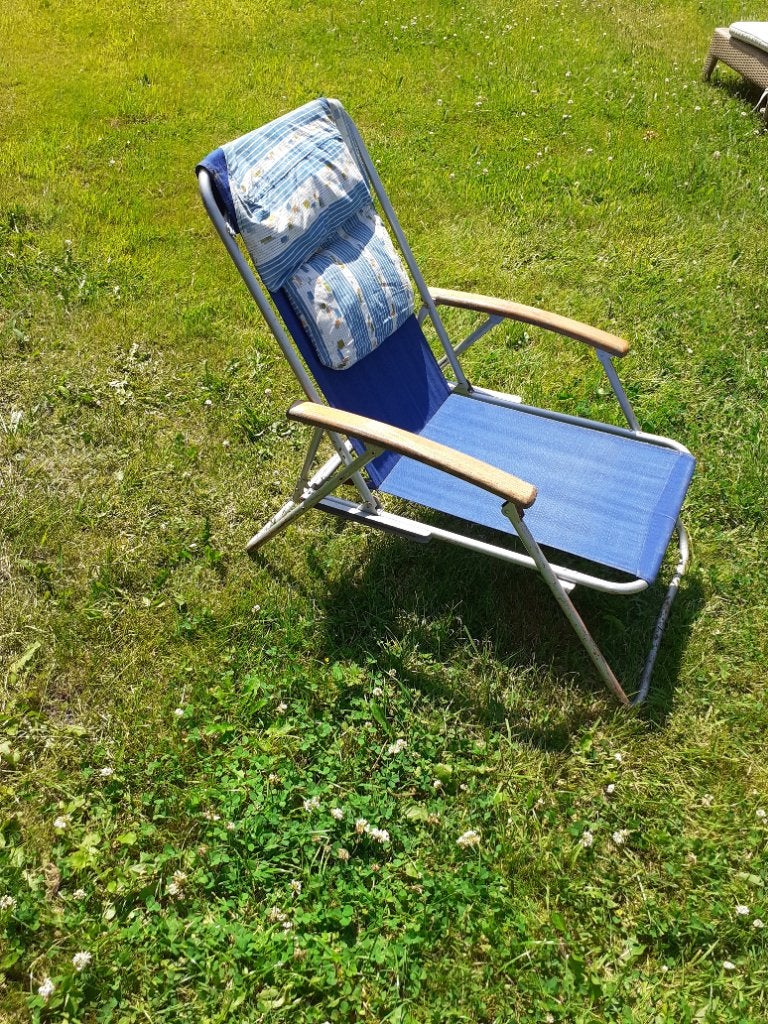 Vintage Verstelbare strandstoel / campingstoel, Ophalen, Gebruikt, Overige materialen, Verstelbaar