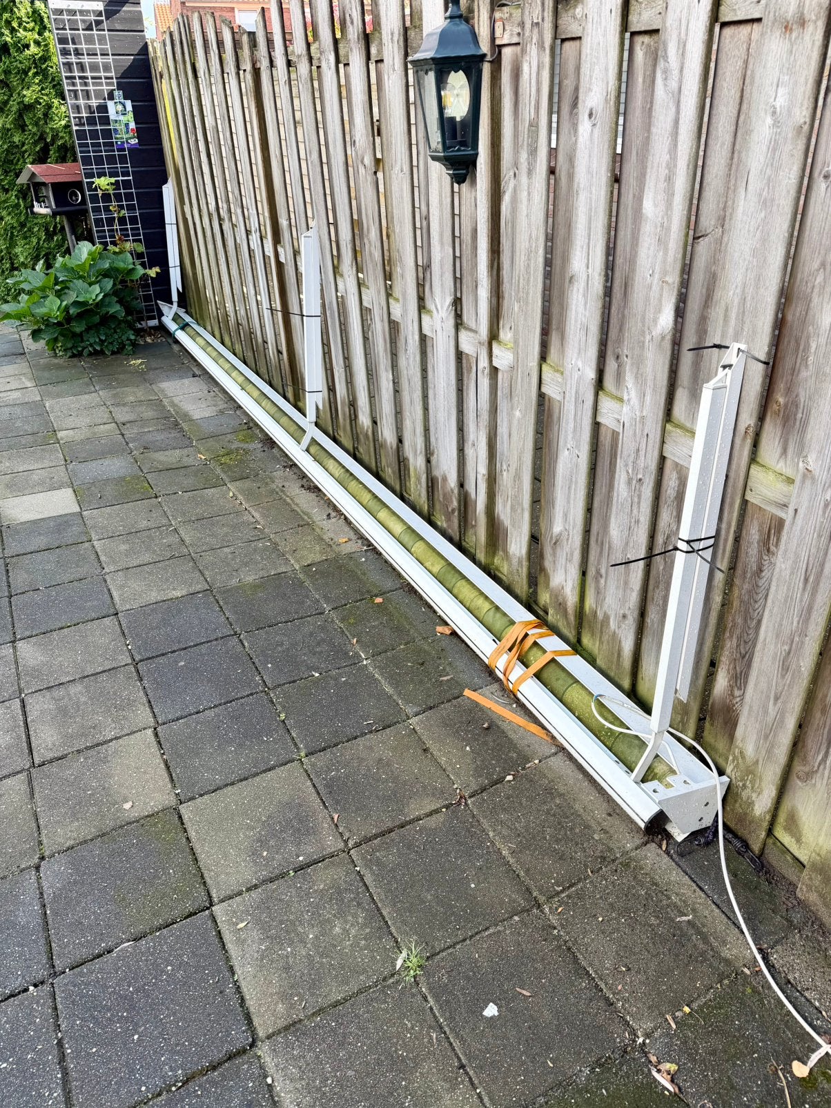 Uitval zonnescherm. 5,35 m., Ophalen, Gebruikt, 450 cm of meer, Elektrisch