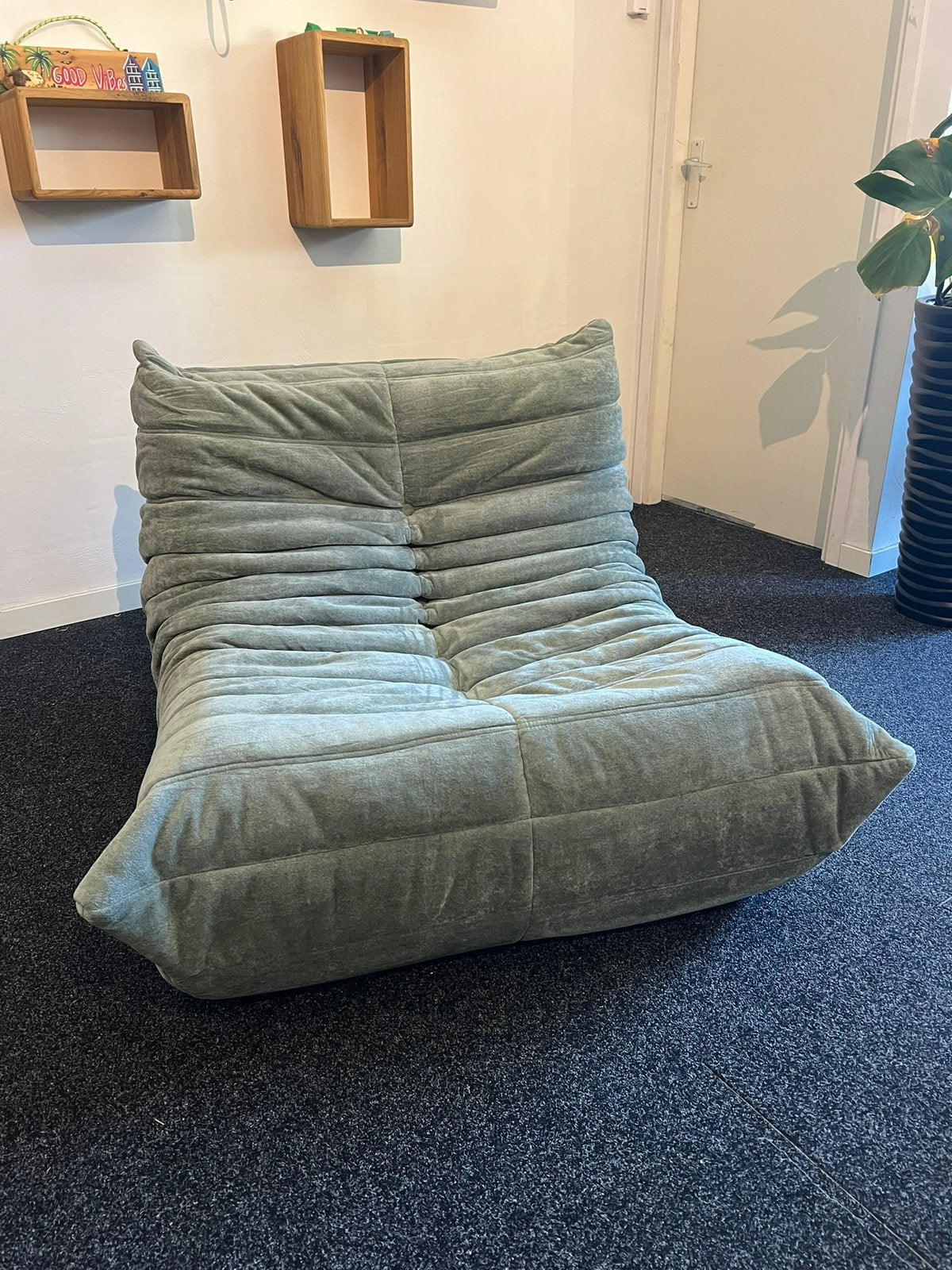 Togo stijl 1 zits - verlours groen, Ophalen, Eenpersoons, Minder dan 75 cm, Nieuw
