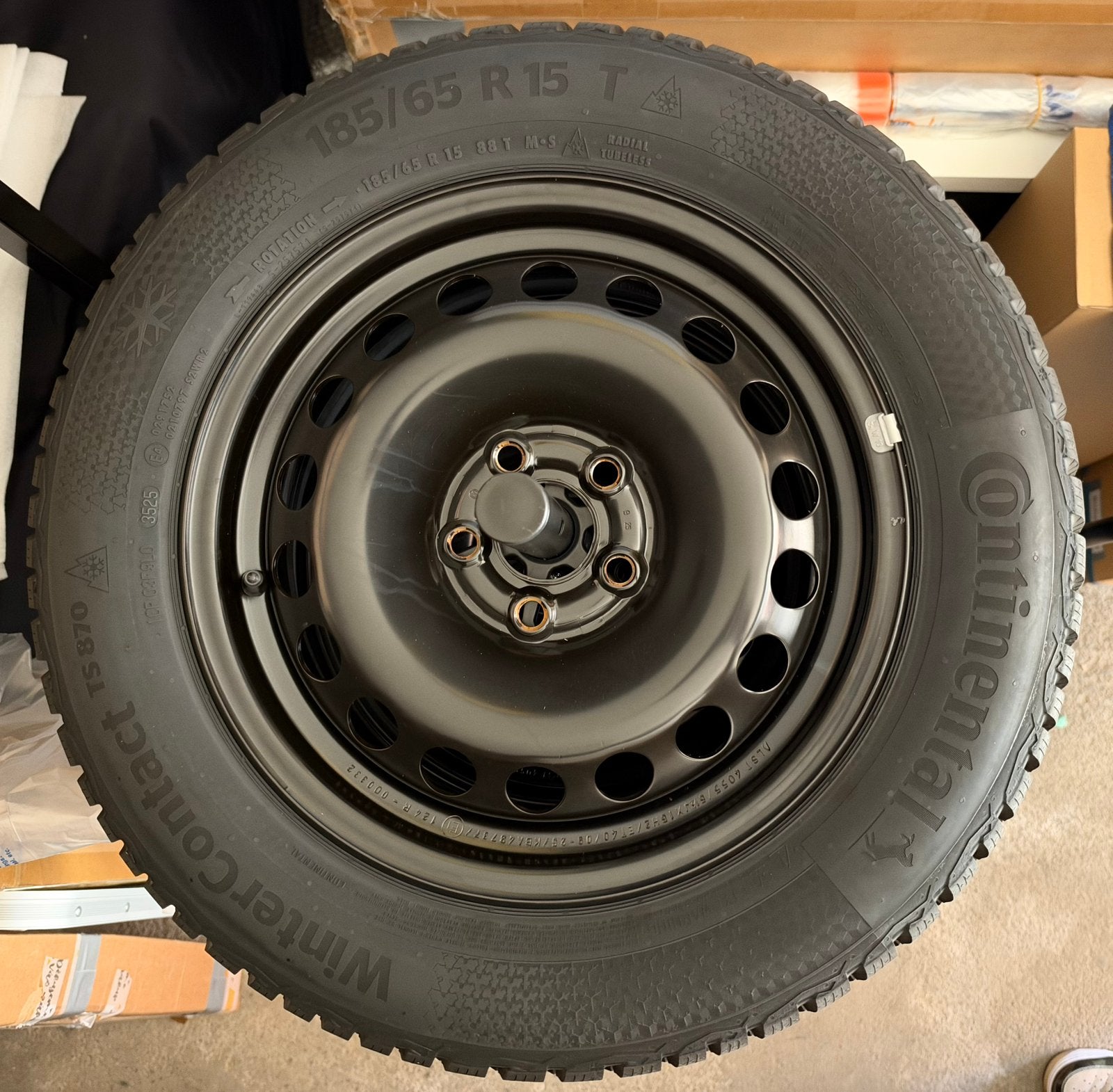 Skoda Fabia IV winterbandenset 185/65 R15 Continental 5x100, Ophalen, 15 inch, Banden en Velgen, Nieuw