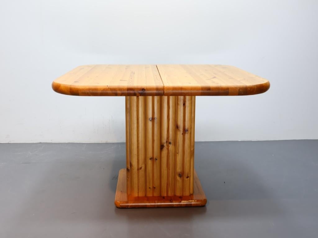 Vintage eettafel | Vierkant | Grenen | Uitschuifbaar, Huis en Inrichting, Ophalen, Vintage Jaren 70 Grenen, Gebruikt, .