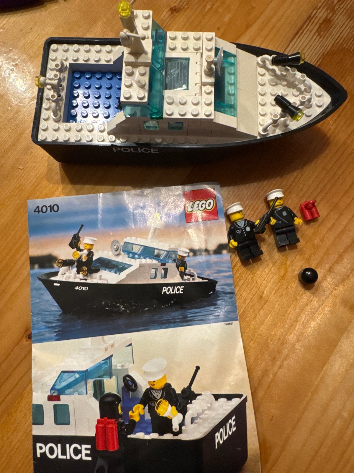 Lego Politieboot 4010 met instructies en figuren, Ophalen of Verzenden, Gebruikt