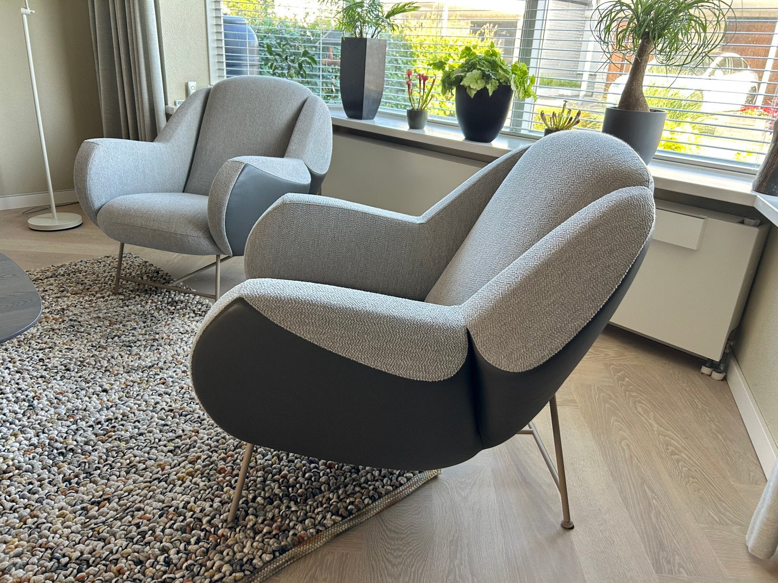Leolux Anton fauteuils 2x + poef Leolux Anton., Huis en Inrichting, Ophalen, Zo goed als nieuw, 75 tot 100 cm, Leer