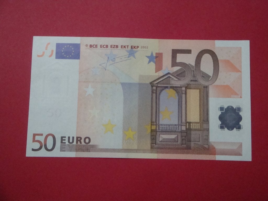 Kavel bankbiljet Duitsland UNC Trichet 50 Euro 2002., Postzegels en Munten, Verzenden, Duitsland, 50 euro, Los biljet
