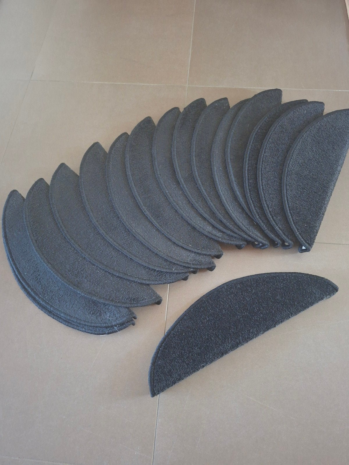 Set van 16 Antraciet Halfronde Trapmatten, Minder dan 50 cm, Gebruikt, Minder dan 50 cm, Ophalen of Verzenden