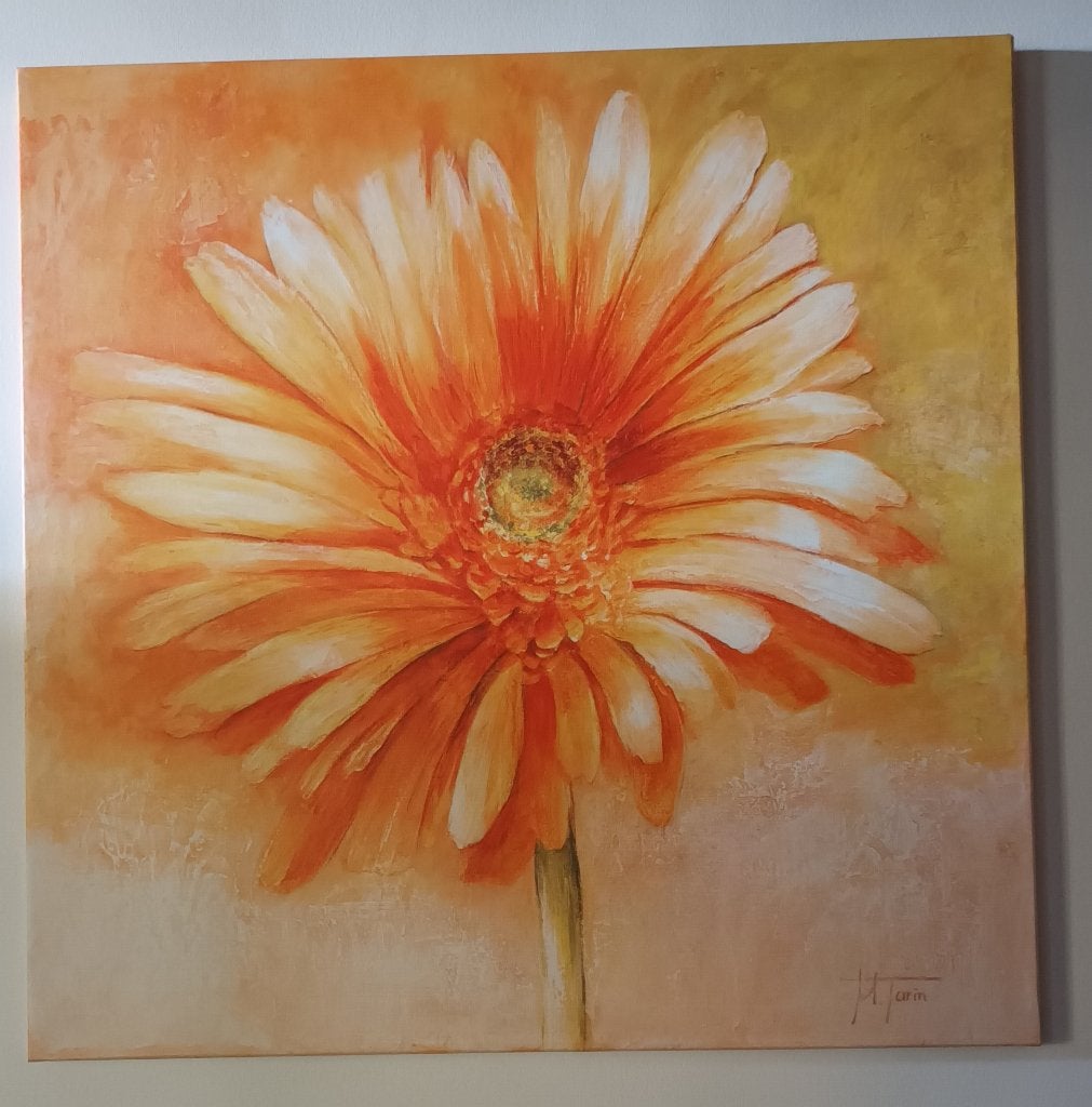 Canvas wanddecoratie, gerbera, 80x80 cm, Ophalen, 75 tot 100 cm, 75 – 100, Print