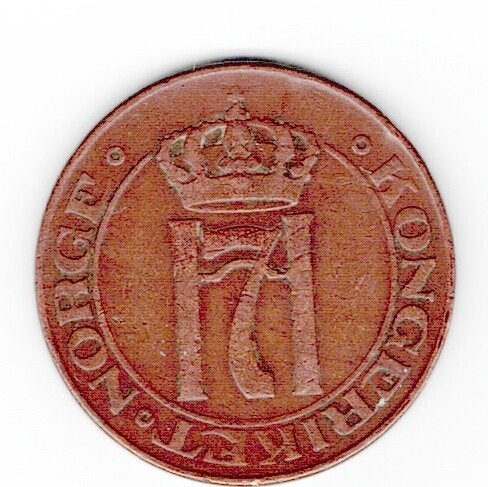 23-1724 Noorwegen 5 ore 1922, Verzenden, Overige landen, Losse munt