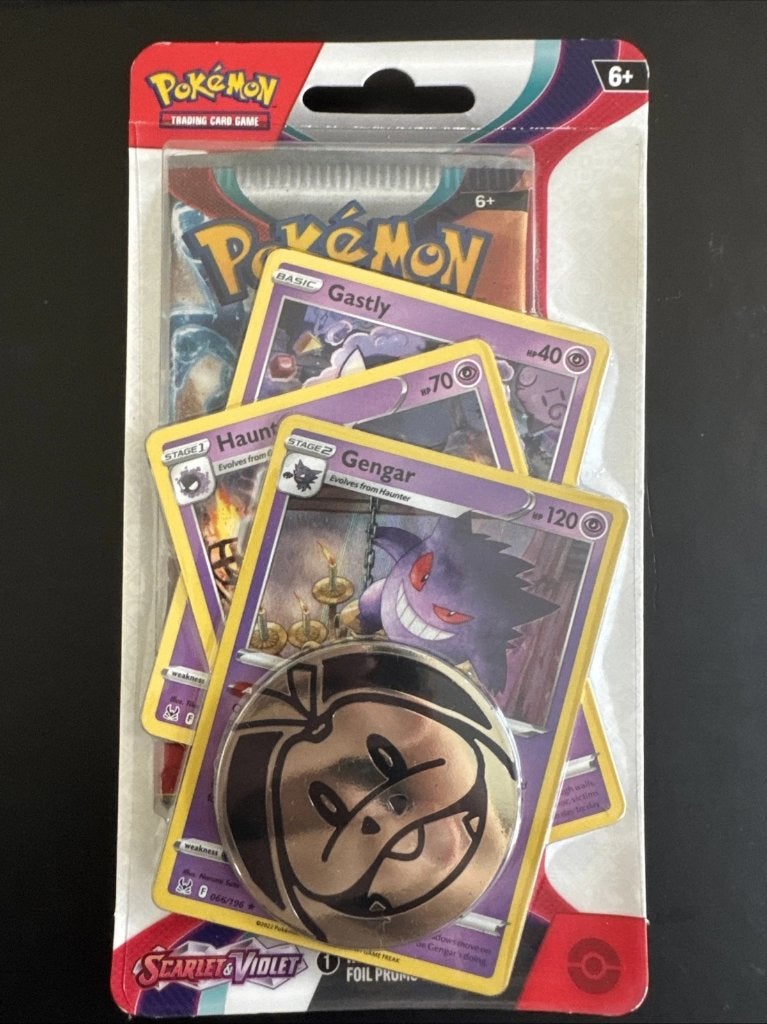 Pokémon Scarlet Violet Checklane Blister Pack - Gengar promo, Ophalen of Verzenden, Zo goed als nieuw, Booster, Foil