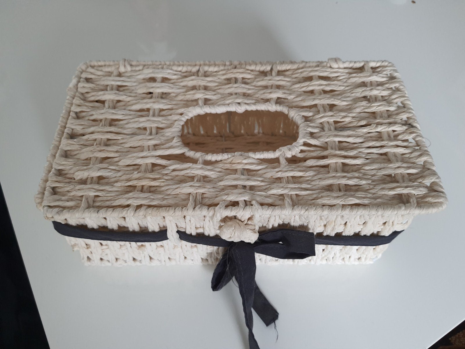 Tissuebox/mand crème kleurig, Ophalen of Verzenden