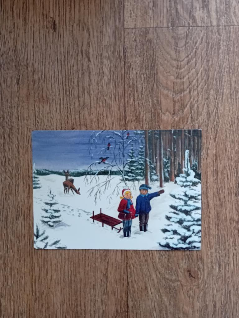 Ansichtkaart kinderen met slee, Ophalen of Verzenden, 1980 tot heden, Gelopen, Kinderen