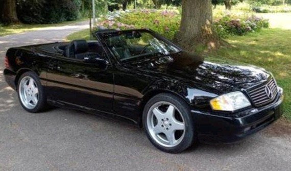 SL500 5.0 V8 24V 306PK R129 3-2001 Zwart Leder Airco Hardtop, Auto's, Automaat, Achterwielaandrijving, Cabriolet, Zwart