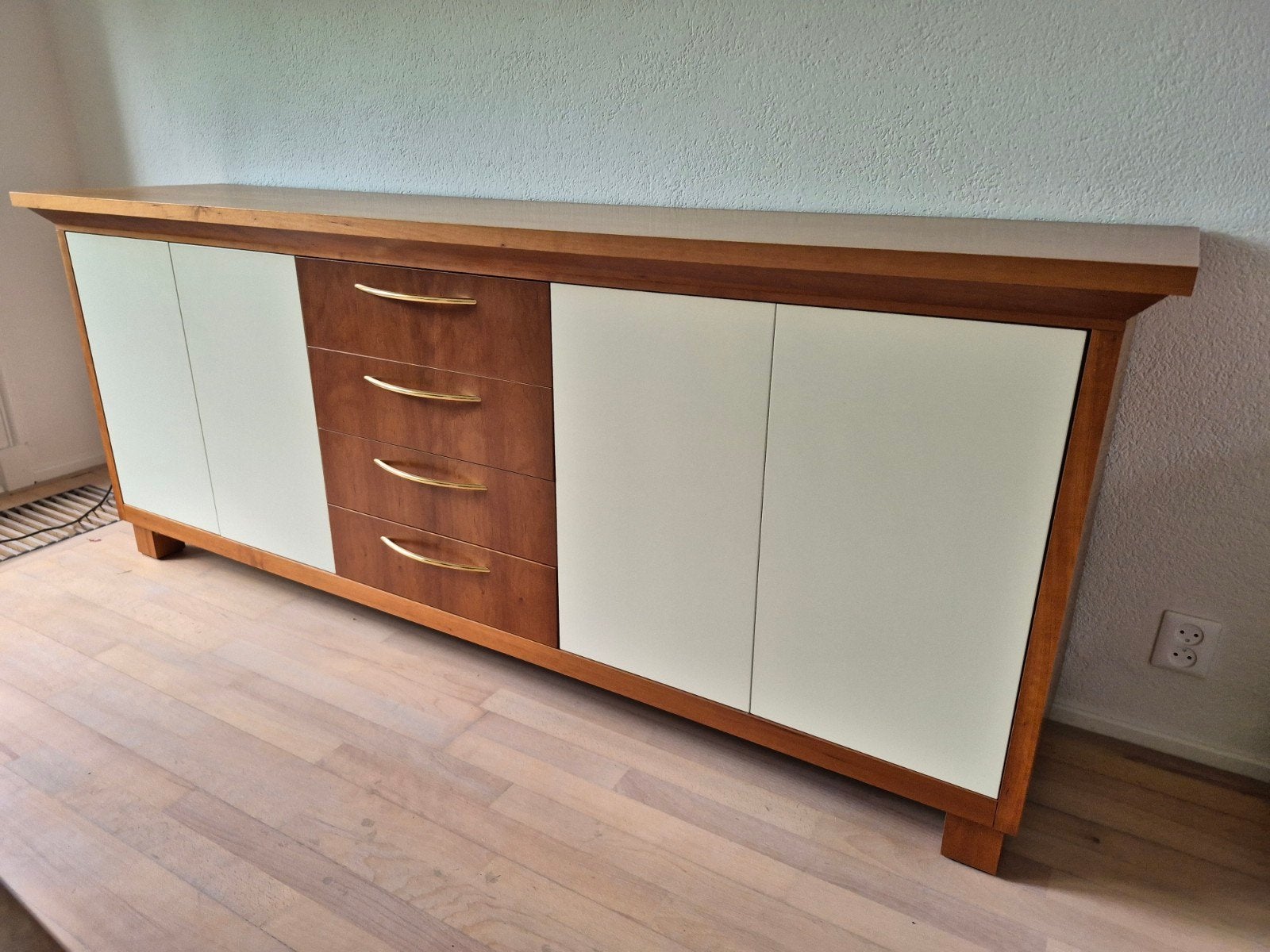 Dressoir design kersenhout, Ophalen, Gebruikt, Met deur(en), 200 cm of meer