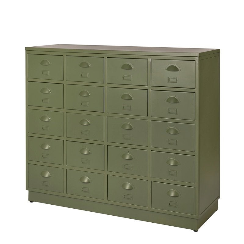 IJzeren Refurbished Vintage Industriële Ladekast Groen Kast, Huis en Inrichting, Info@dehanzeherten.nl, 5 laden of meer, Nieuw