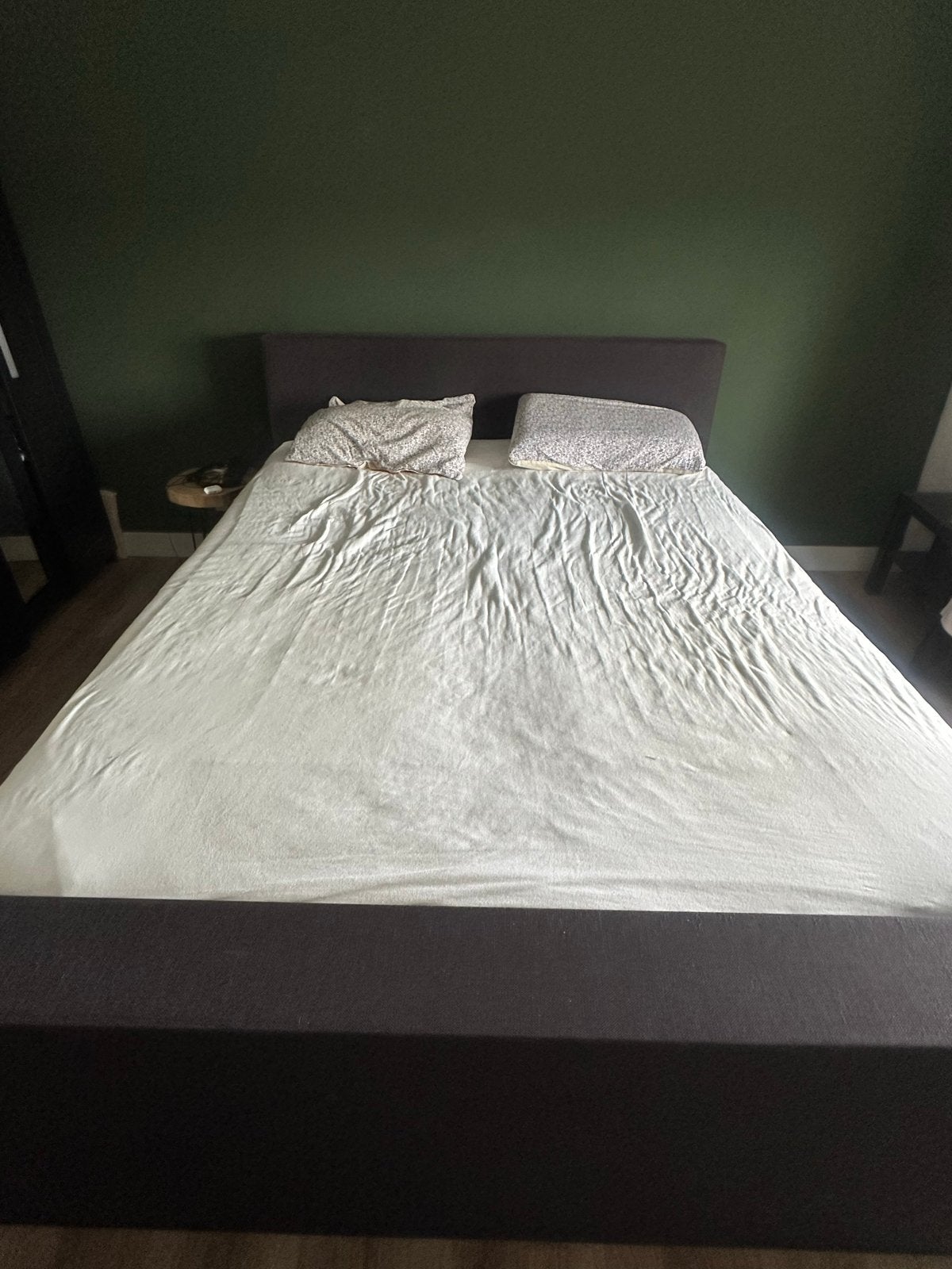 Gratis op te halen! Boxspring 160x200 cm - Donkergrijs, Ophalen, Gebruikt, Tweepersoons, 200 cm