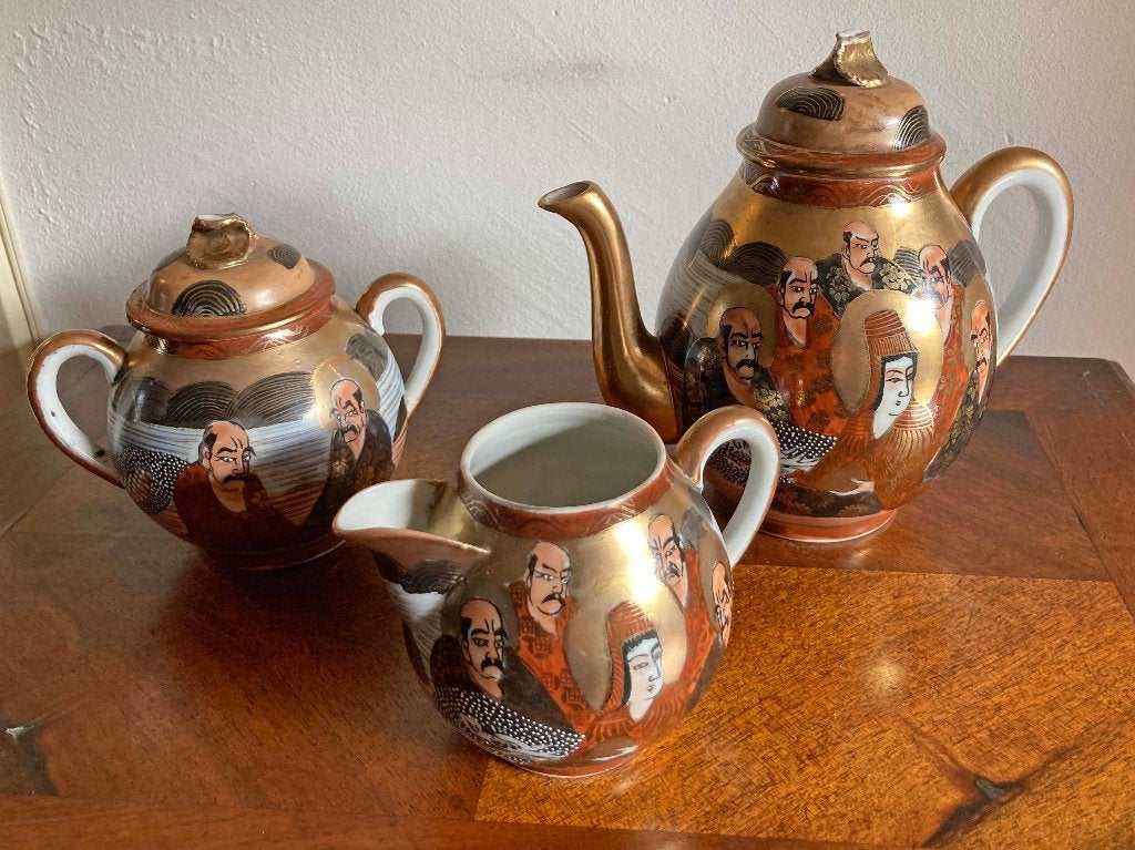 3-delig Chinees theeservies: theepot, melk en suiker  1930, Ophalen of Verzenden