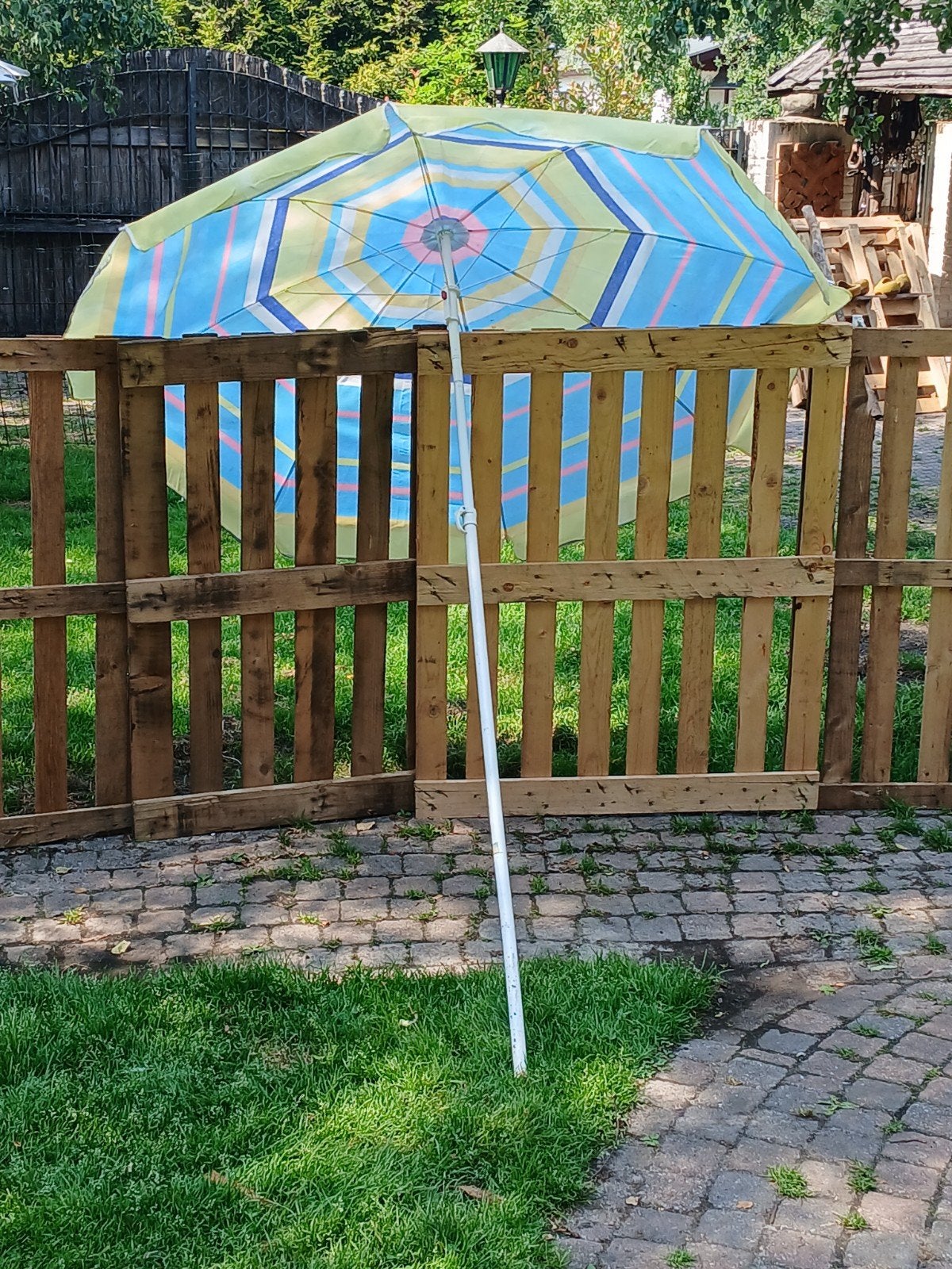 Kleurrijke Strandparasol - Perfect voor Zomerse Dagen, Ophalen of Verzenden, Nieuw, 1 tot 2 meter