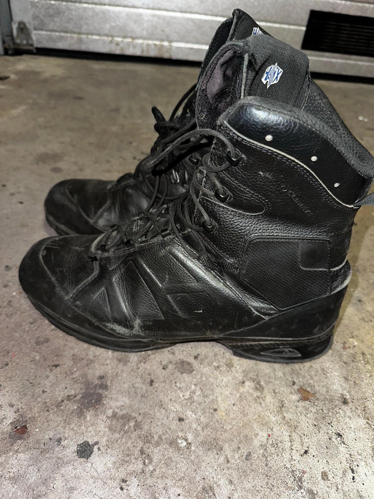 Zwarte leren boots - Maat 46, Ophalen of Verzenden, Gedragen, Zwart, Boots