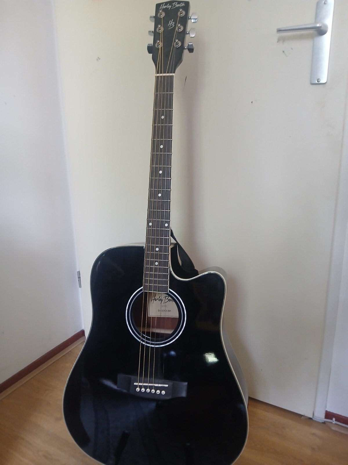Harley Benton D-120CE Zwart, Ophalen, Zo goed als nieuw, Klassieke of Spaanse gitaar