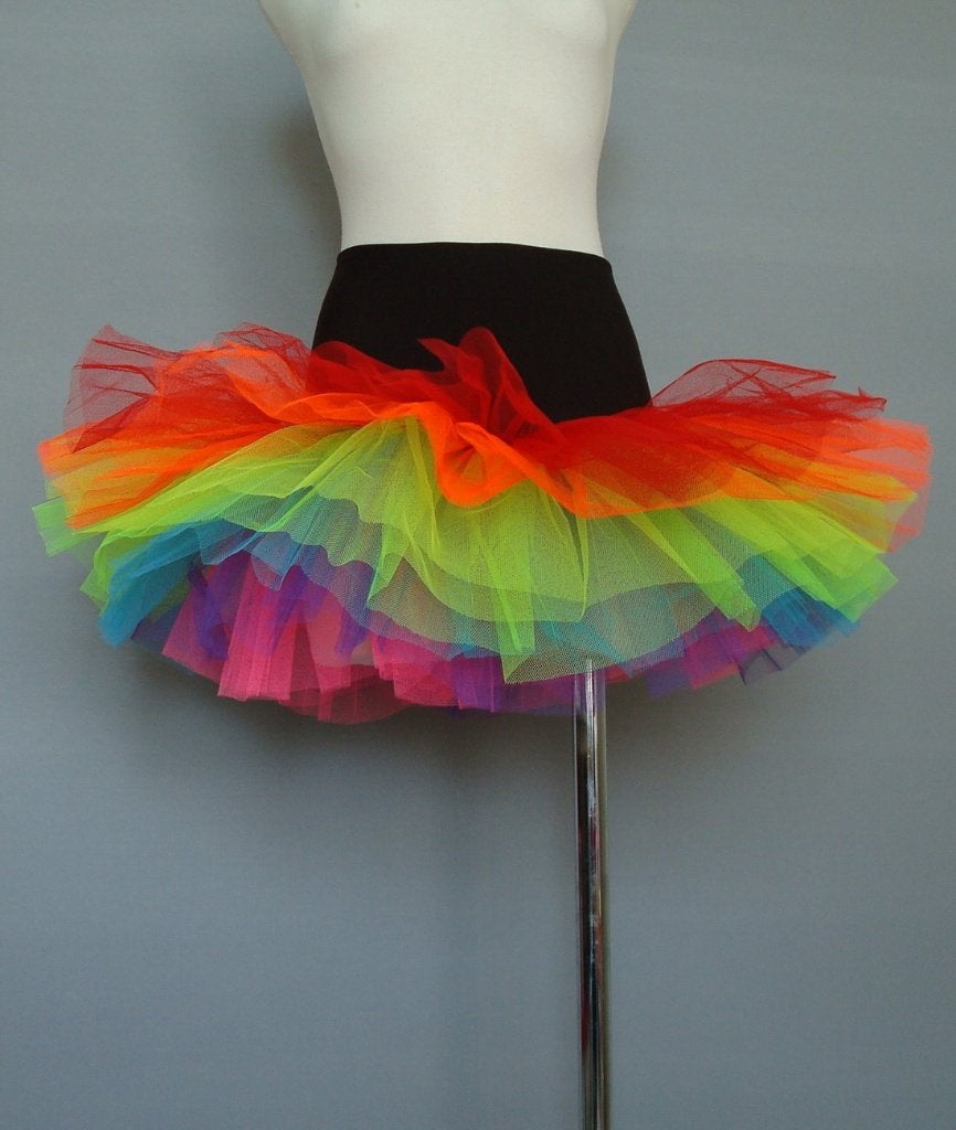 Restpartij van 3 regenboog mini petticoats., Ophalen, Maat 42/44 (L), Kleding, Overige thema's