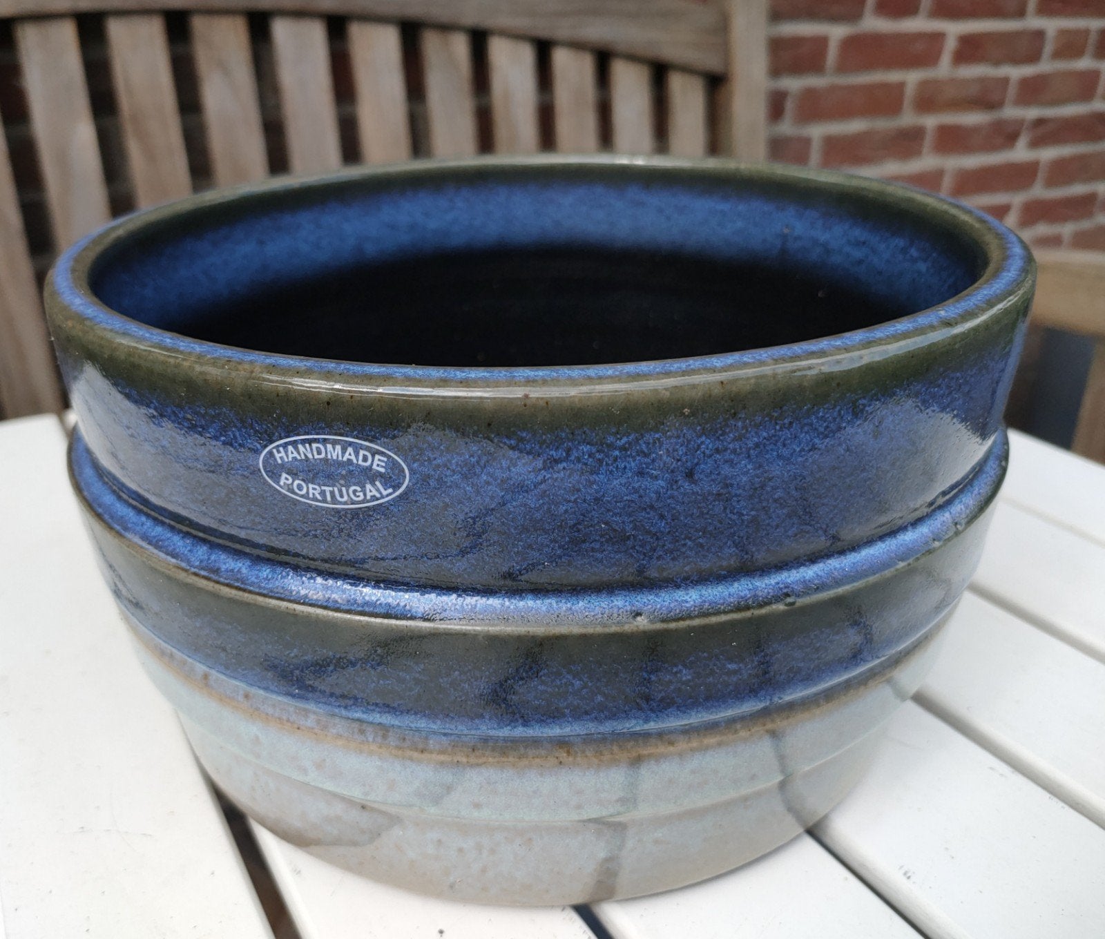 Bloempot 'Alvaro' blauw keramiek, Rond, Nieuw, Ophalen of Verzenden, Balkon