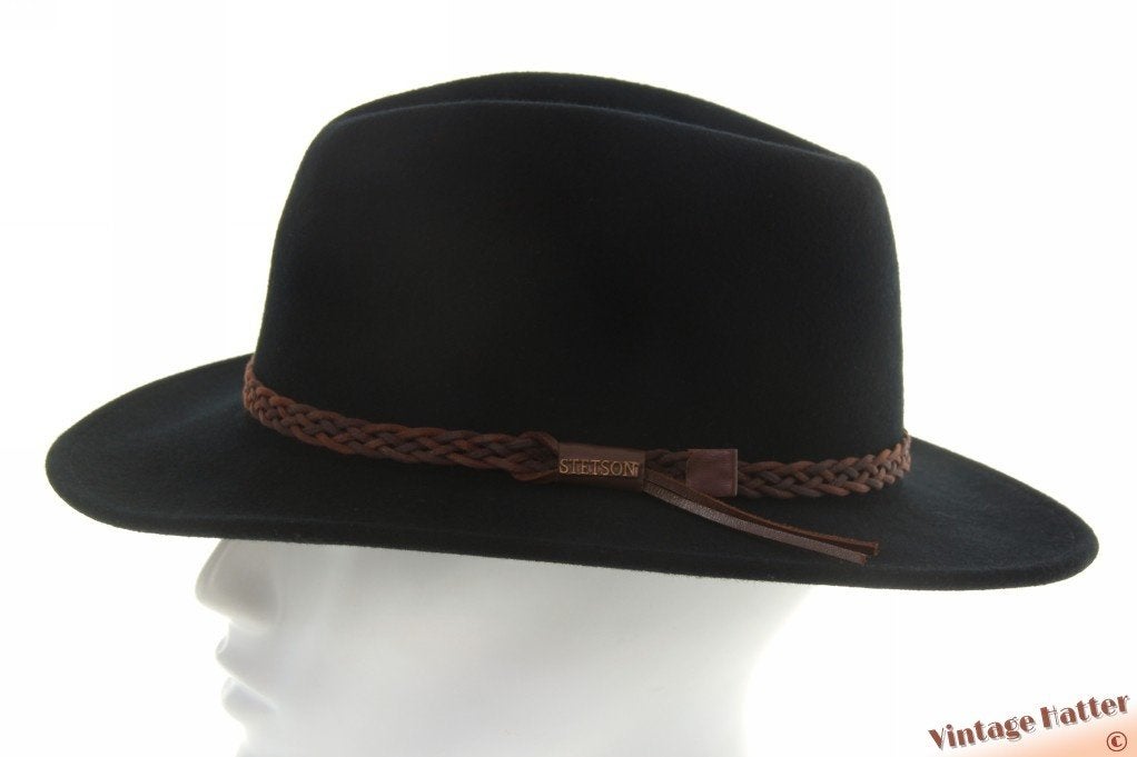 vintage Outdoor gleufhoed Stetson zwart wolvilt 61 = XL ZGAN, 60 cm (XL, 7½ inch) of meer, Stetson, Hoed, Ophalen of Verzenden
