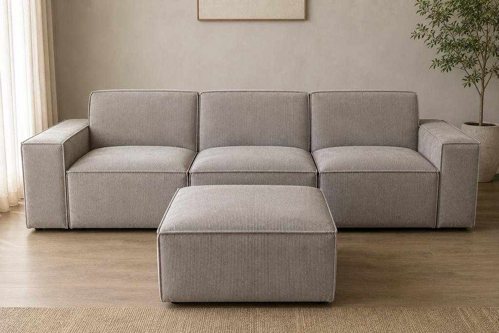 Zuiver James modulaire bank met hocker rib grijs, Ophalen, Gebruikt, Vierpersoons of meer, Stof