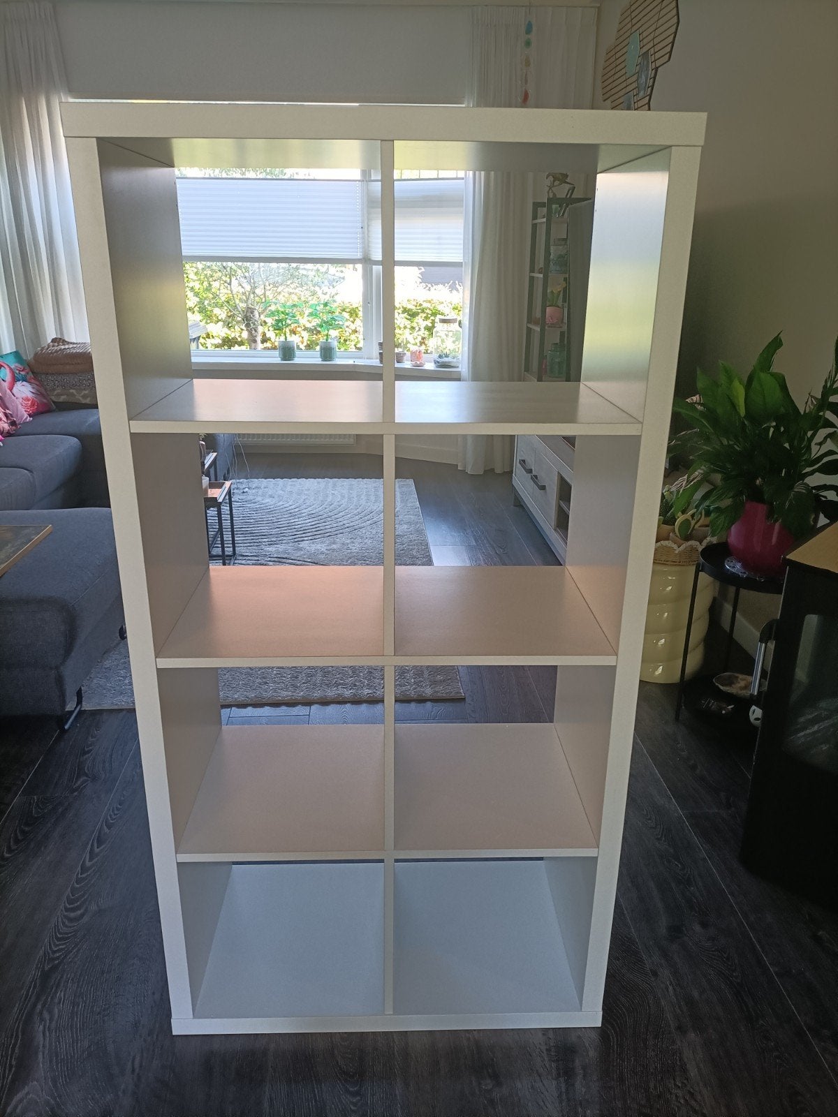 Witte open kast met 8 vakken, Huis en Inrichting, Kasten | Boekenkasten, Ophalen, Met plank(en), Gebruikt, 50 tot 100 cm